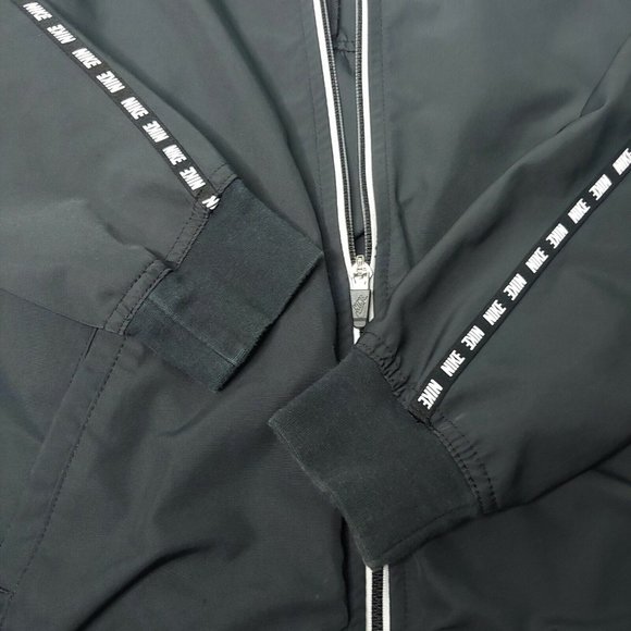 Nike Womens Small Zip Jacket Athletic Logo Black Spell Out Trim Lightweight Run - Picture 4 of 9